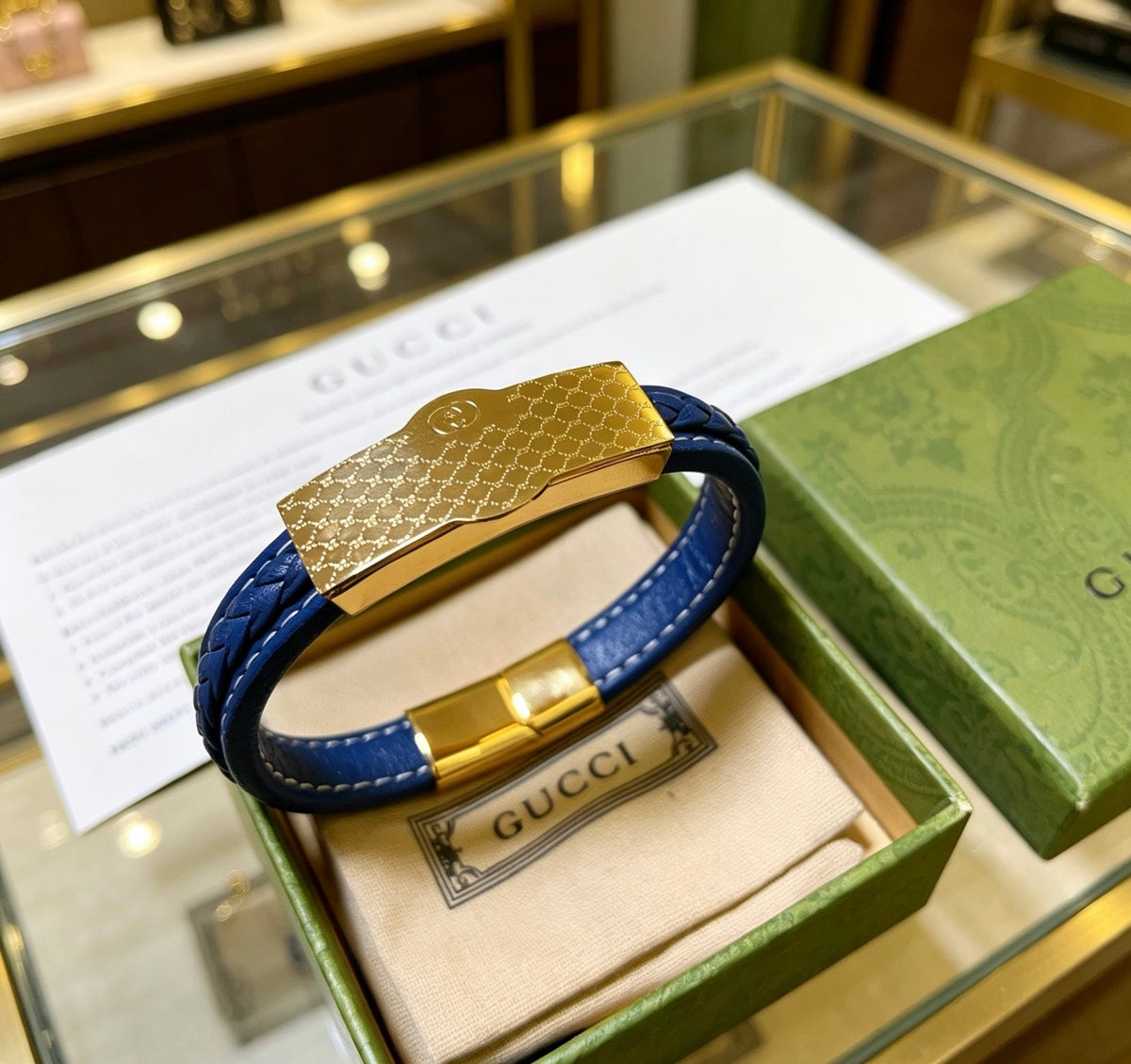 Gucci Anger Forest Interlocking G Guitar Antiqued Leather Bracelet - album image 5