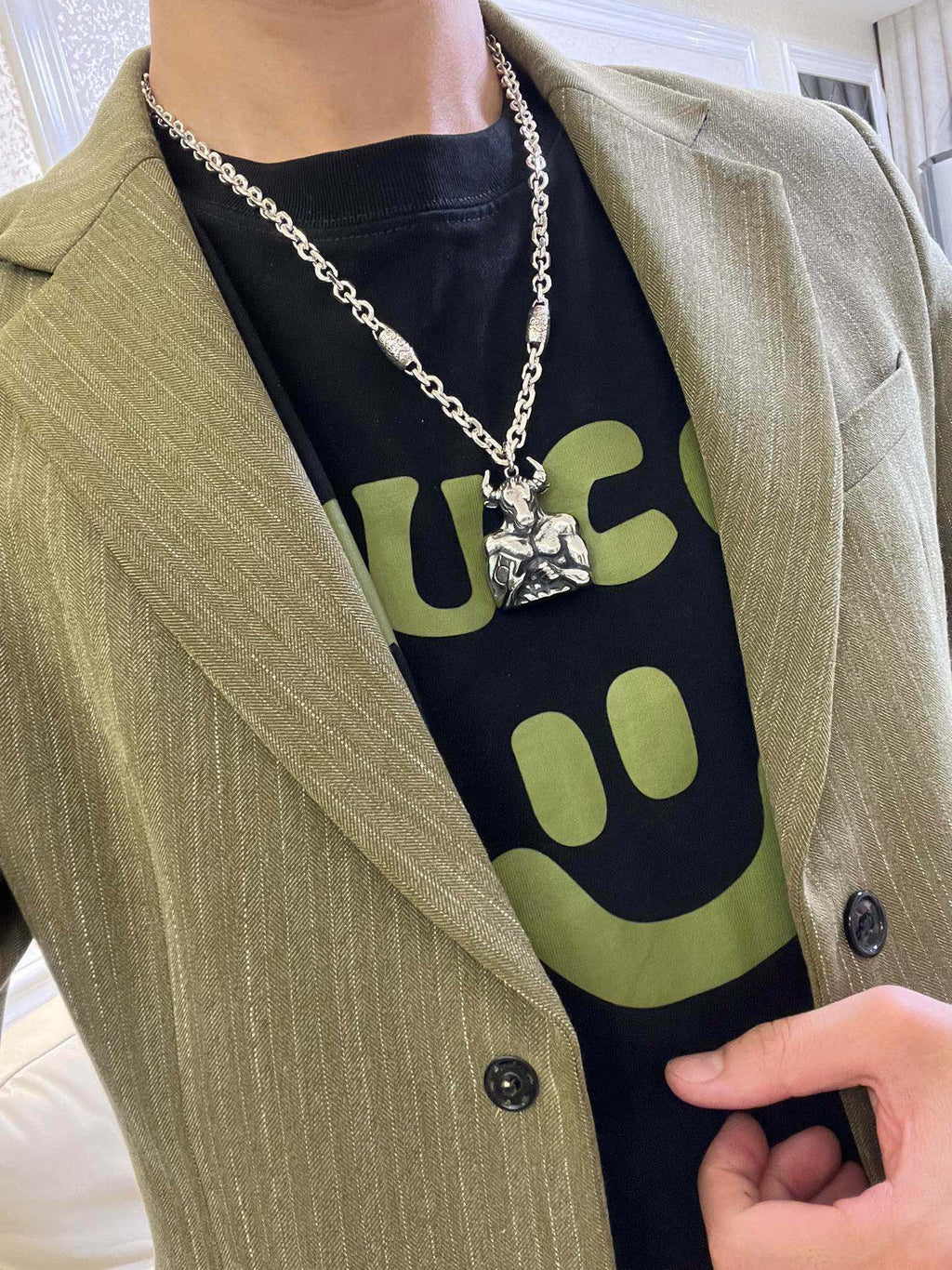 Gucci Anger Forest Interlocking G Antiqued Chain Necklace - album image 3