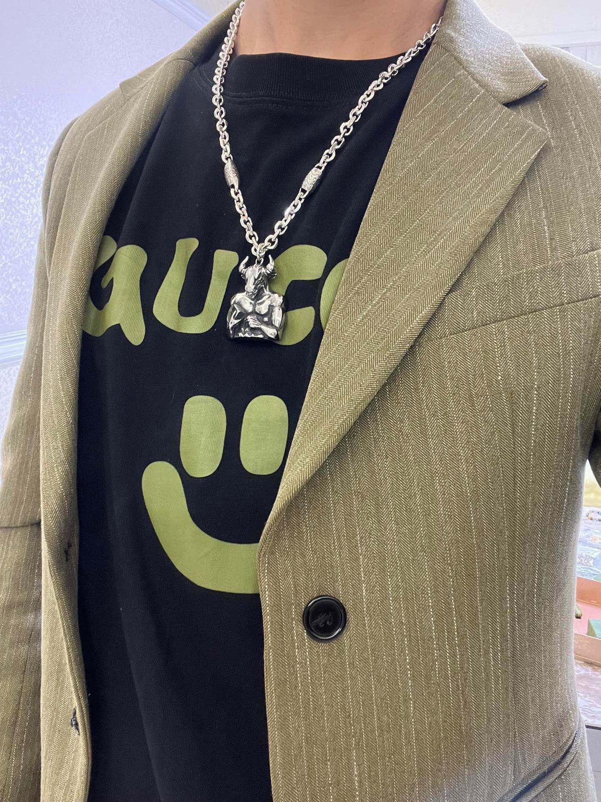 Gucci Anger Forest Interlocking G Antiqued Chain Necklace - album image 4