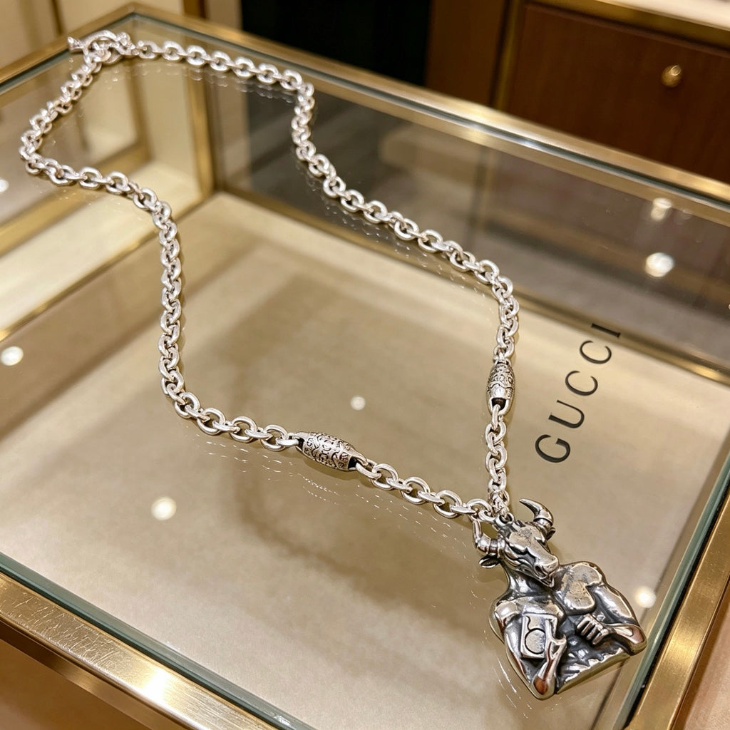 Gucci Anger Forest Interlocking G Antiqued Chain Necklace - album image 1