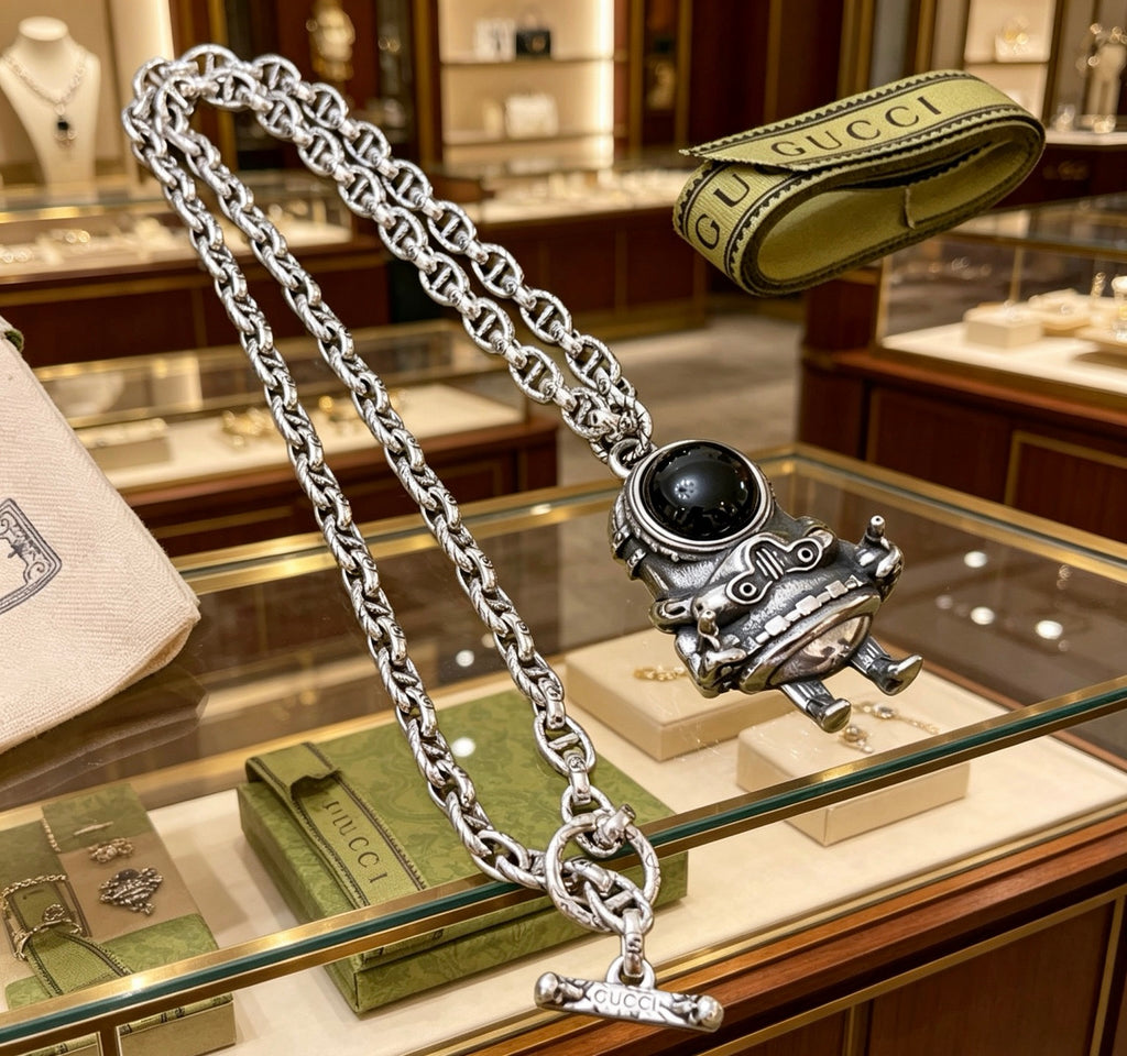 Gucci Anger Forest Interlocking G Antiqued Chain Necklace - album image 8