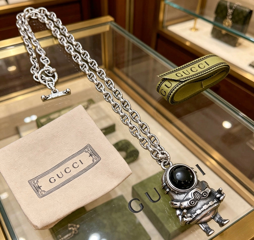 Gucci Anger Forest Interlocking G Antiqued Chain Necklace - album image 3