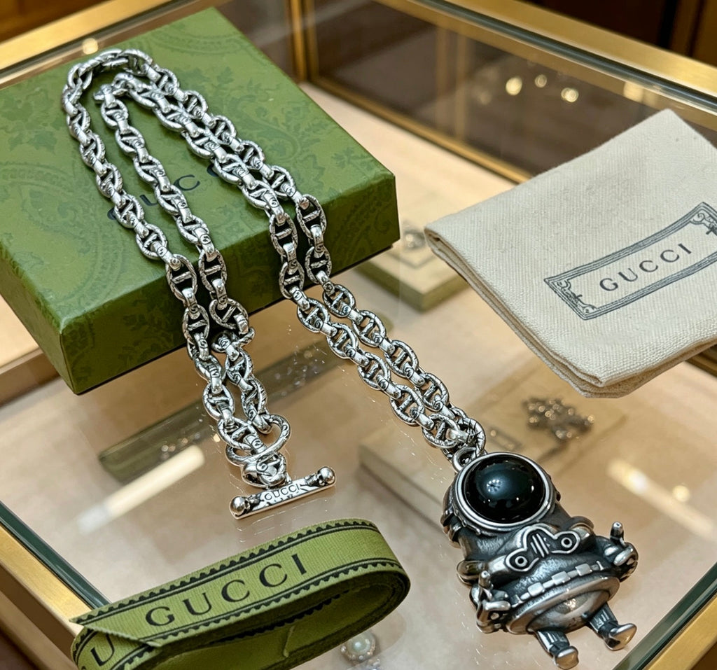 Gucci Anger Forest Interlocking G Antiqued Chain Necklace - album image 6