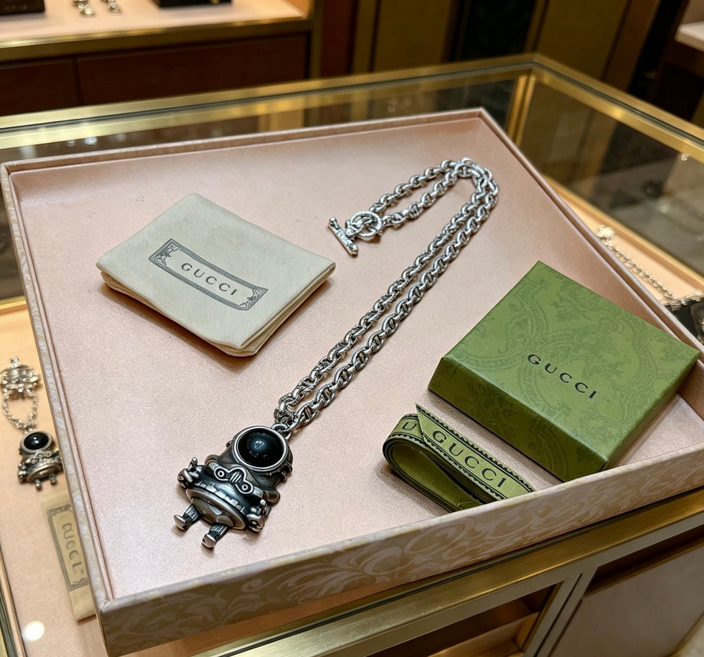 Gucci Anger Forest Interlocking G Antiqued Chain Necklace - album image 5