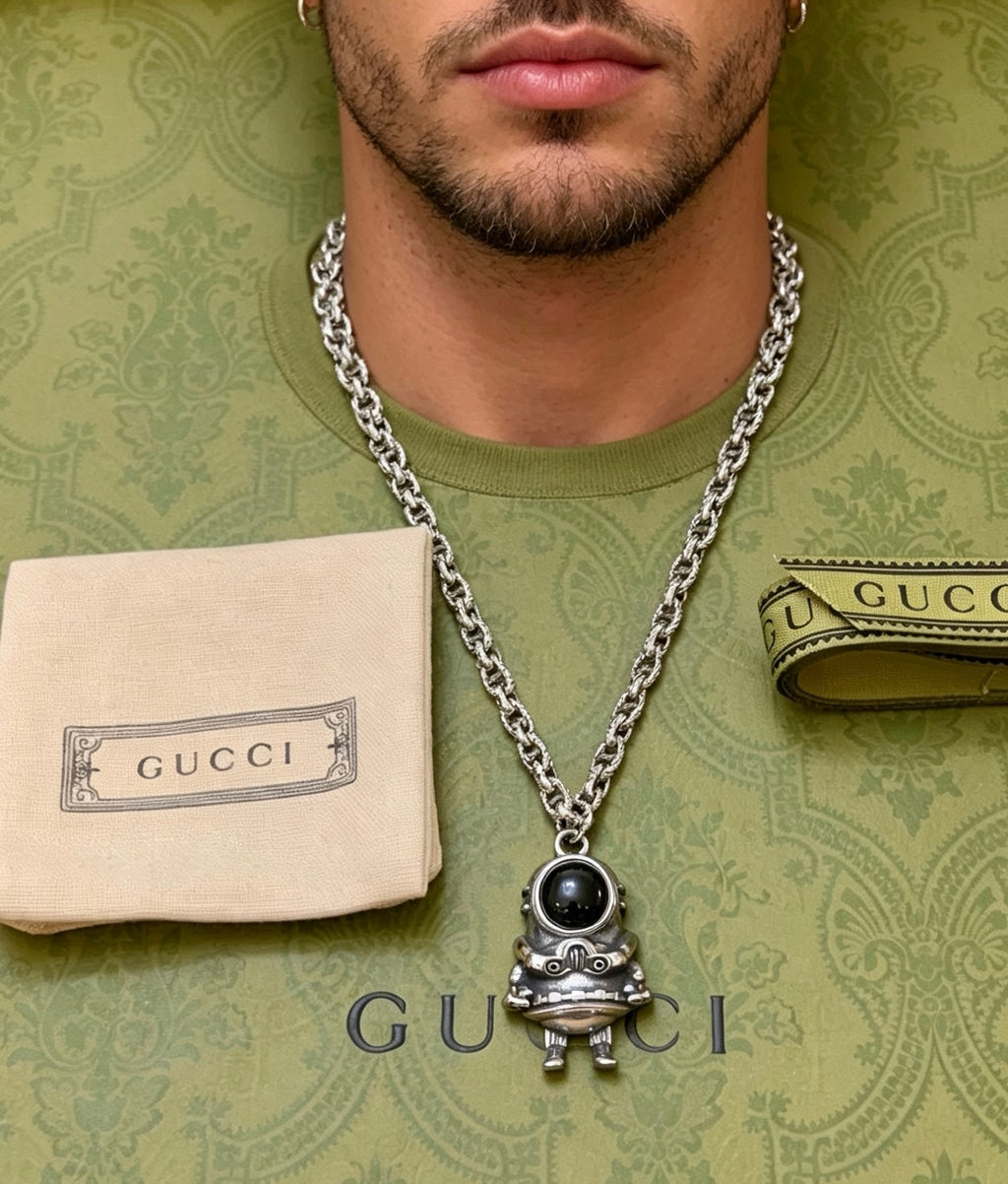 Gucci Anger Forest Interlocking G Antiqued Chain Necklace - album image 4