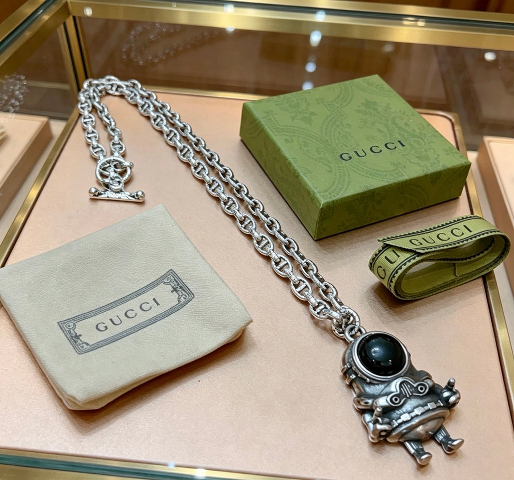 Gucci Anger Forest Interlocking G Antiqued Chain Necklace - album image 2