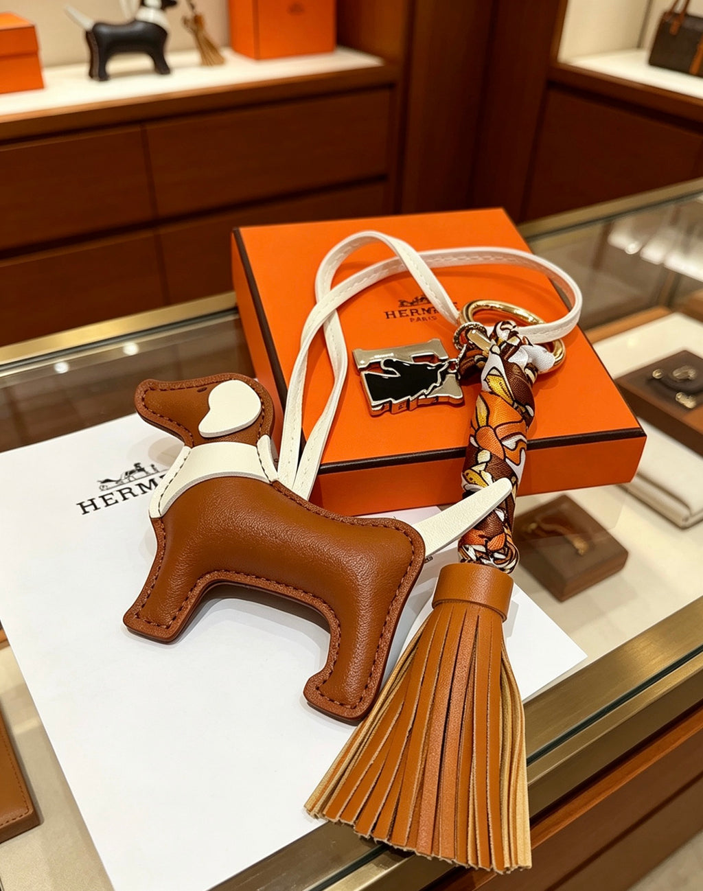 Hermès Tan Leather Horse Bag Charm - album image 3