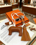 Hermès Tan Leather Horse Bag Charm - album image 1