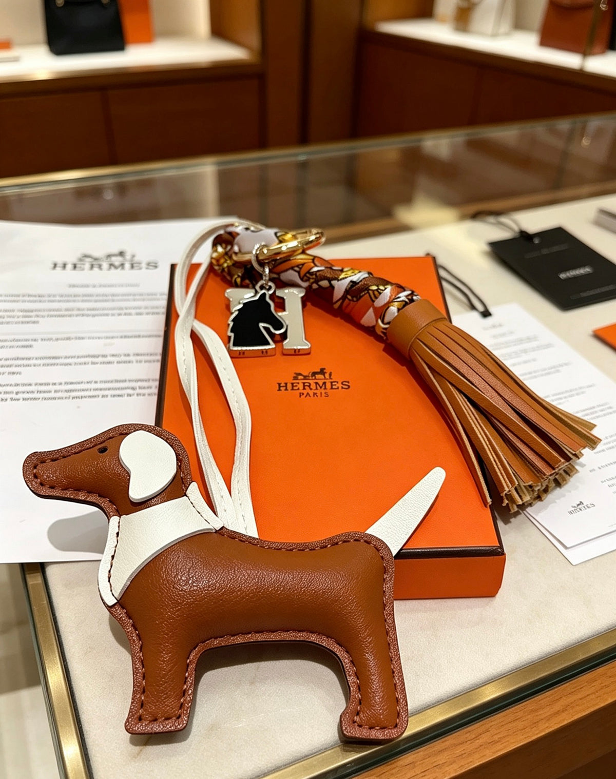 Hermès Tan Leather Horse Bag Charm - album image 5