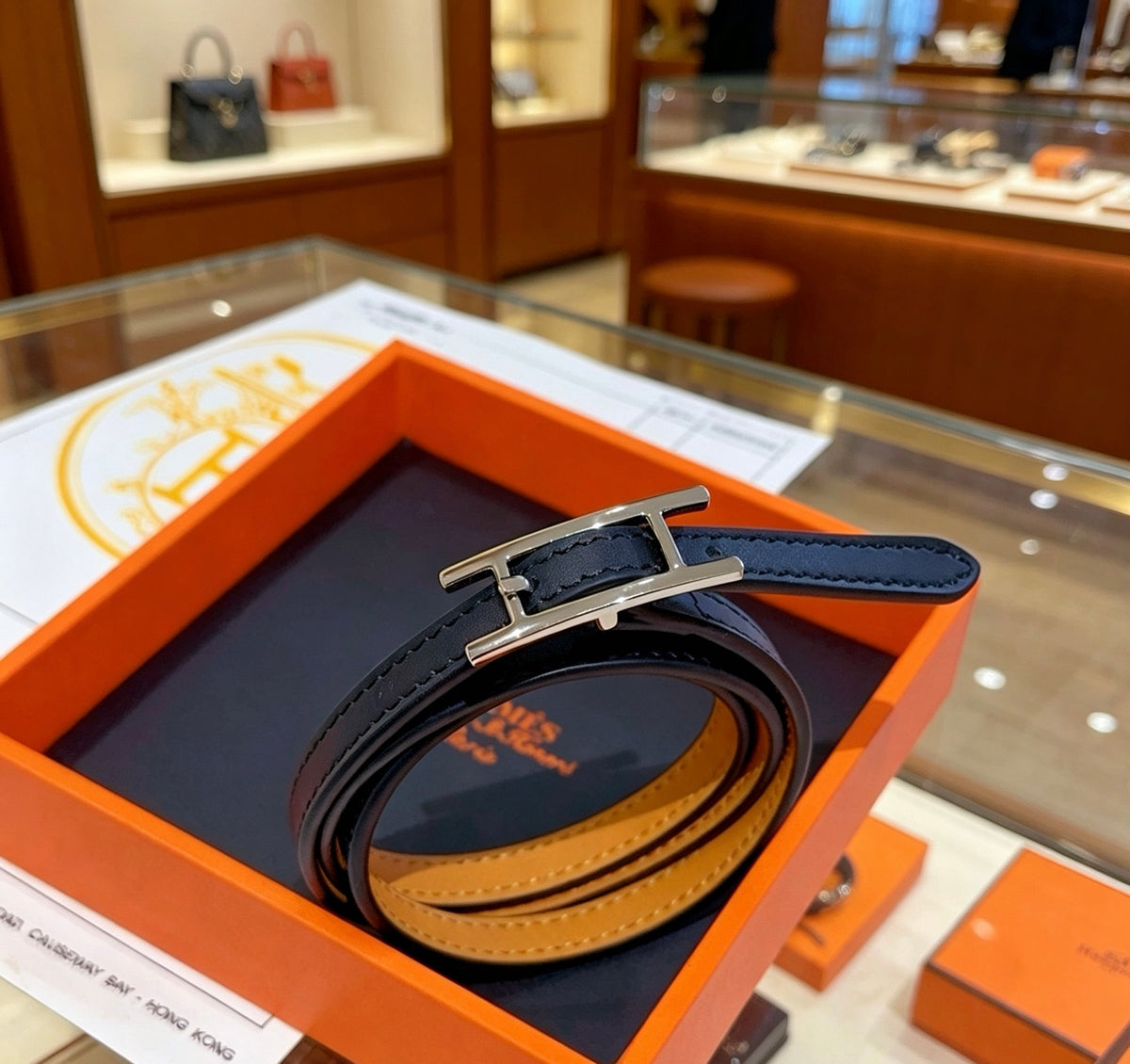 Hermès Black Leather Double-Strand Anchor Bracelet - album image 7