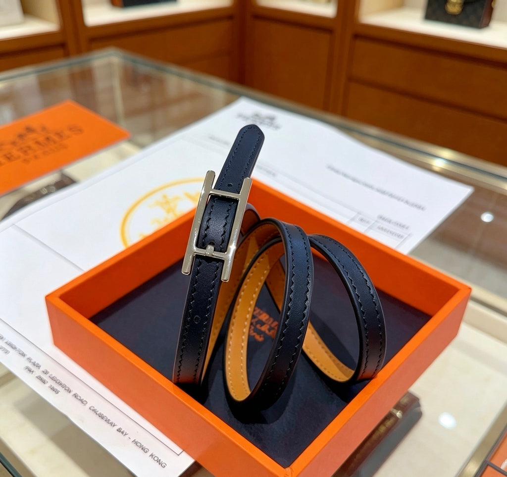 Hermès Black Leather Double-Strand Anchor Bracelet - album image 8