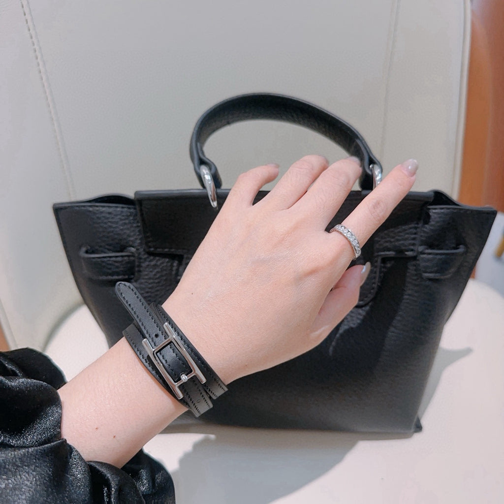 Hermès Black Leather Double-Strand Anchor Bracelet - album image 6