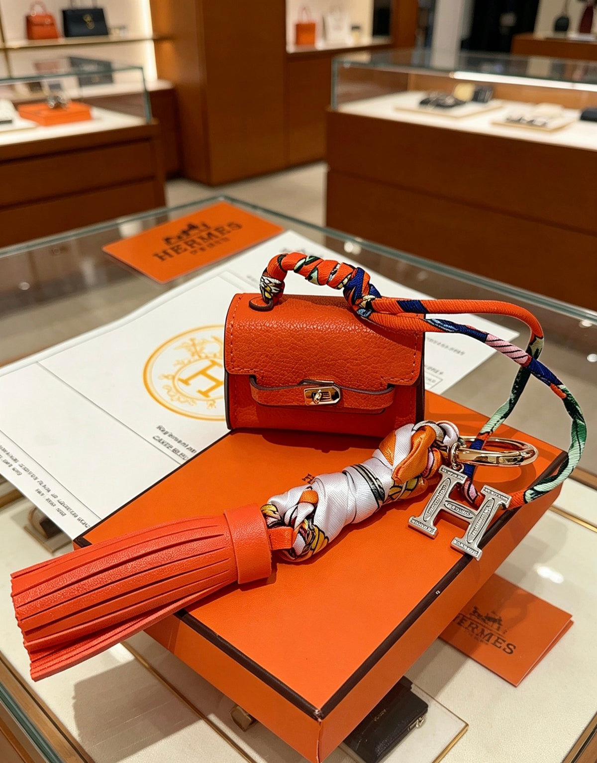 Hermès Orange Handbag-Charm Keychain - album image 1