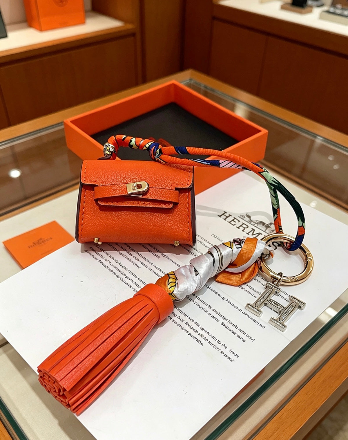Hermès Orange Handbag-Charm Keychain - album image 2