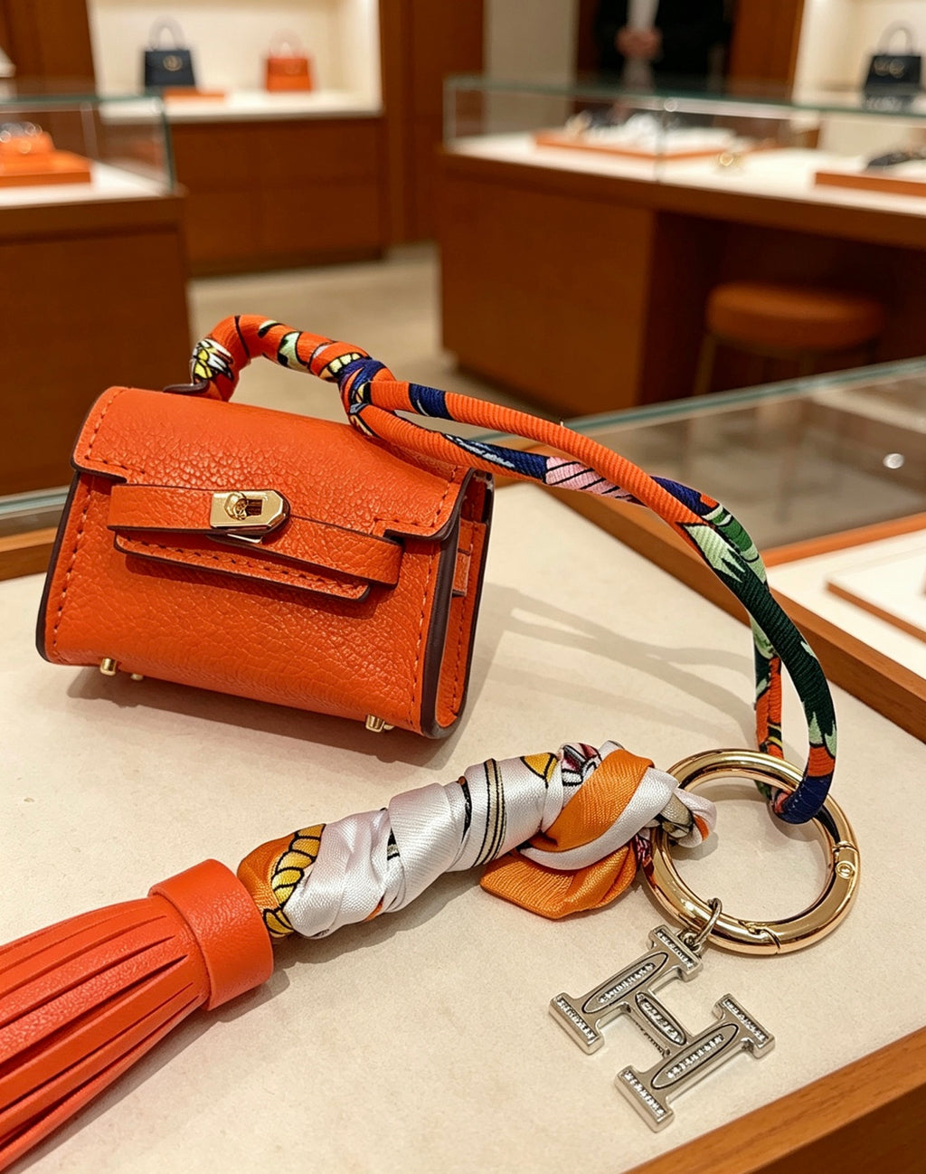 Hermès Orange Handbag-Charm Keychain - album image 6
