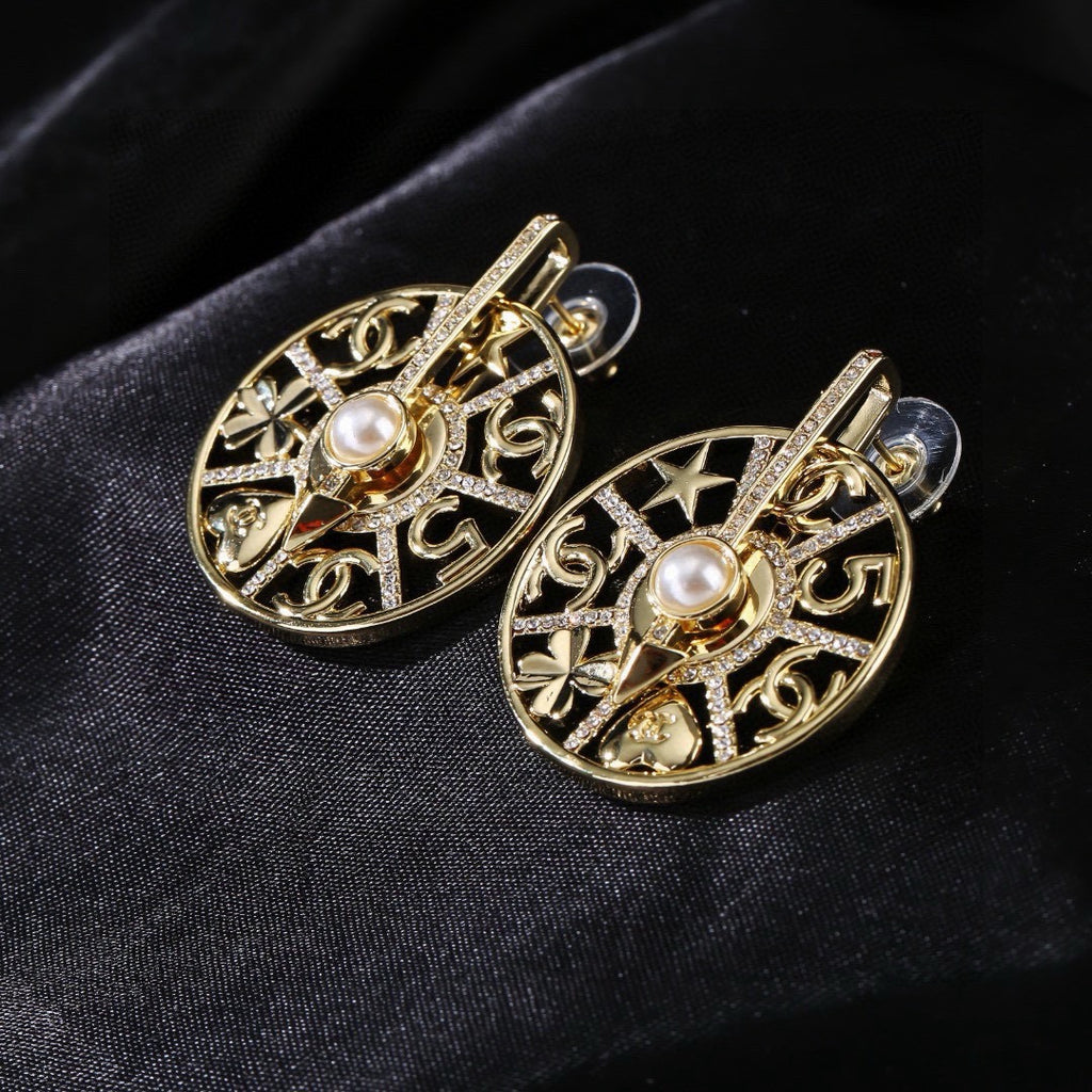Chanel Gold-Tone Openwork Medallion Hoop Earrings - album image 5