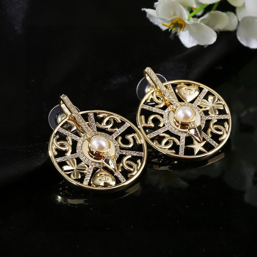 Chanel Gold-Tone Openwork Medallion Hoop Earrings - album image 7