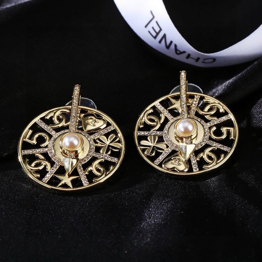 Chanel Gold-Tone Openwork Medallion Hoop Earrings - album image 4