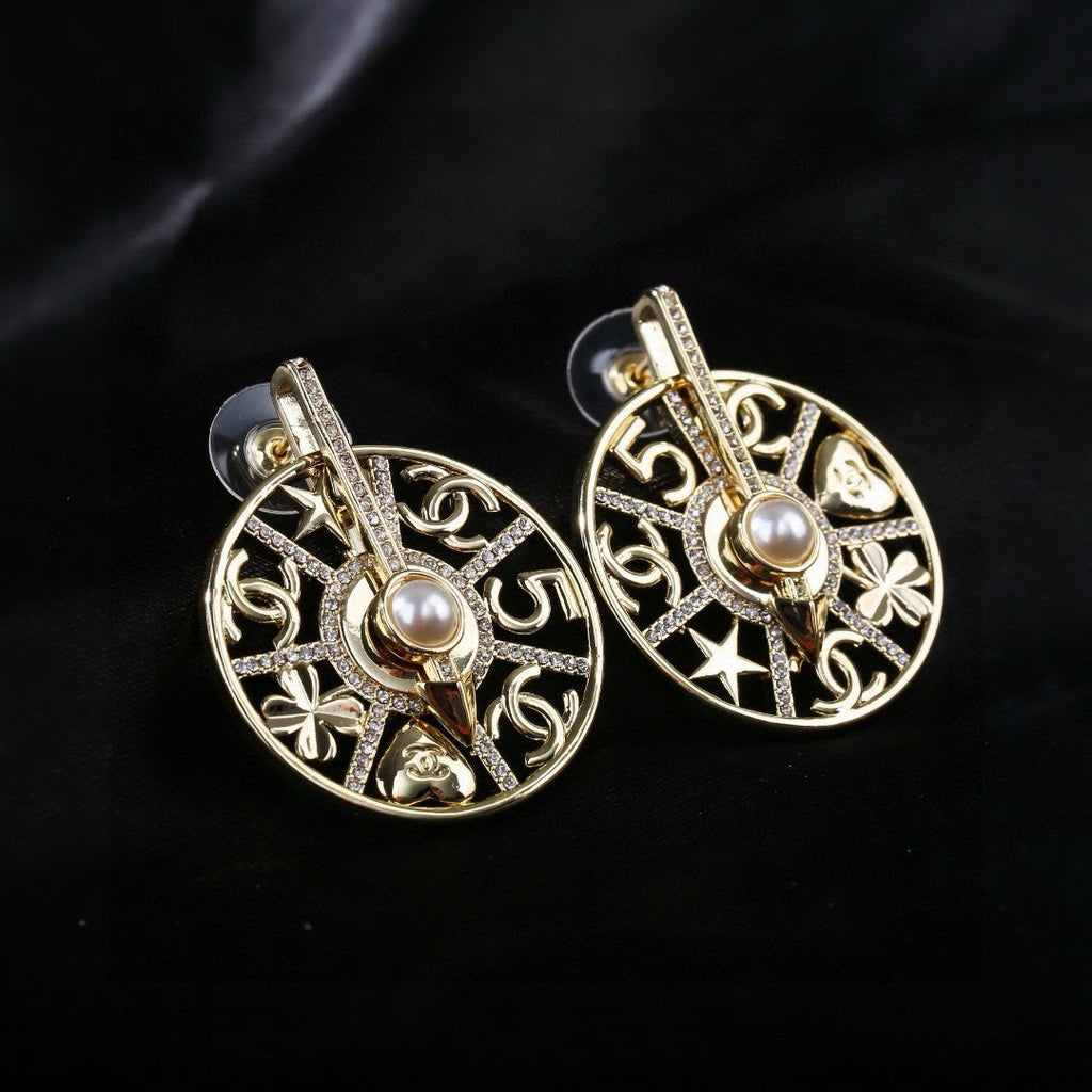 Chanel Gold-Tone Openwork Medallion Hoop Earrings - album image 6