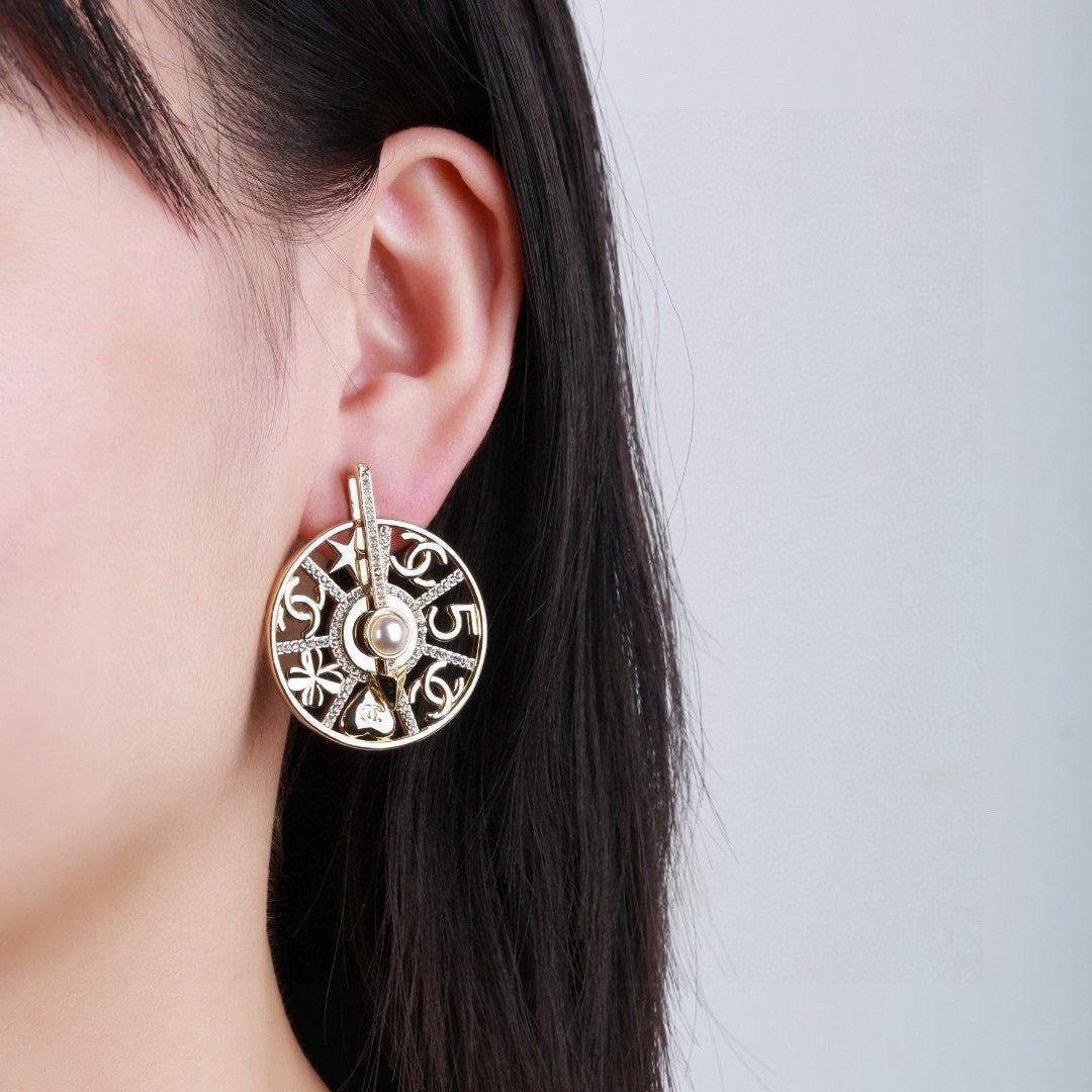 Chanel Gold-Tone Openwork Medallion Hoop Earrings - album image 8