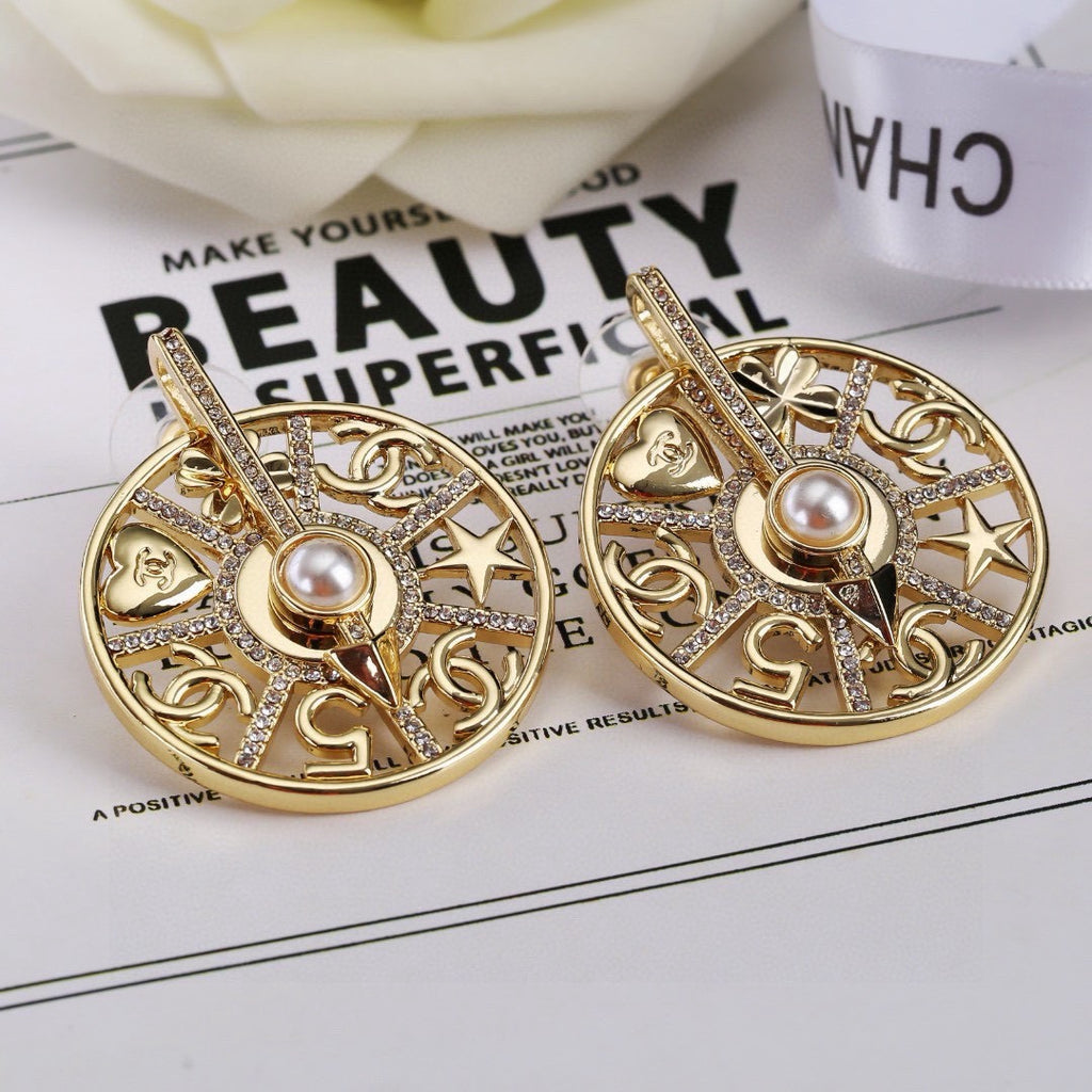 Chanel Gold-Tone Openwork Medallion Hoop Earrings - album image 2