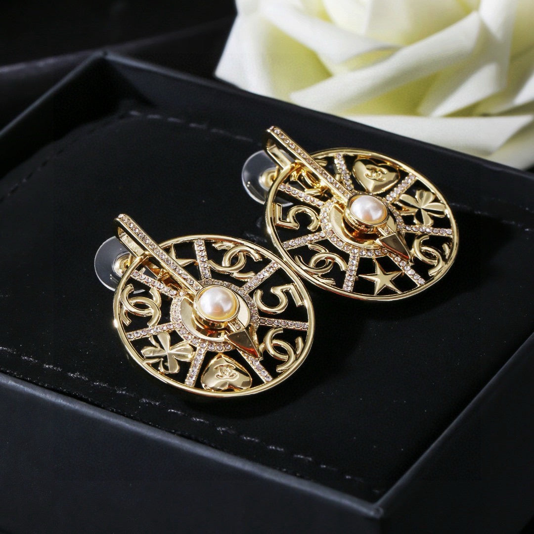 Chanel Gold-Tone Openwork Medallion Hoop Earrings - album image 3