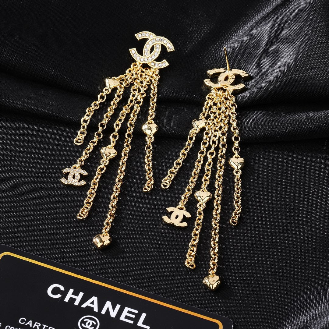 Chanel Gold-Tone Chain Fringe CC Earrings - album image 6