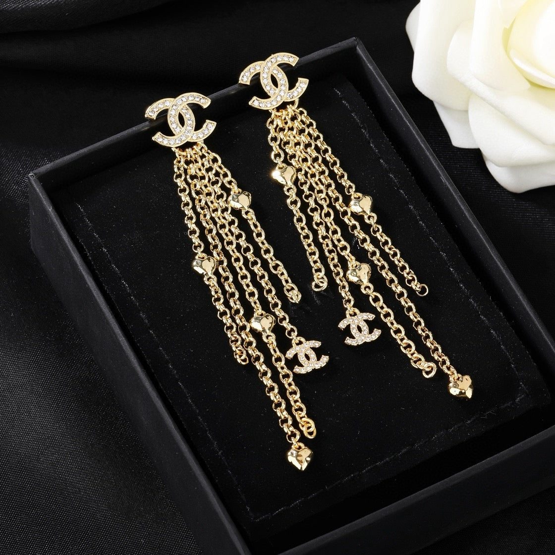Chanel Gold-Tone Chain Fringe CC Earrings - album image 7