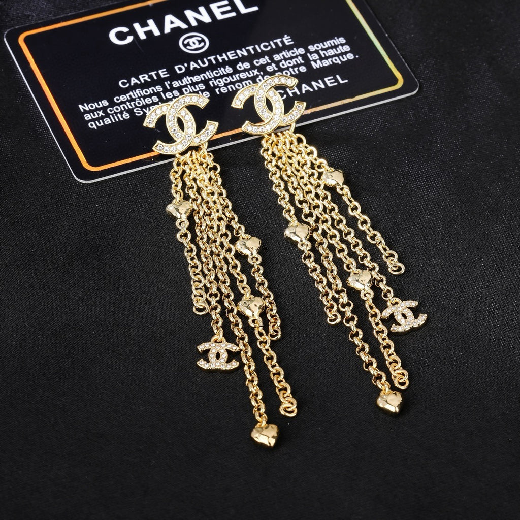 Chanel Gold-Tone Chain Fringe CC Earrings - album image 3