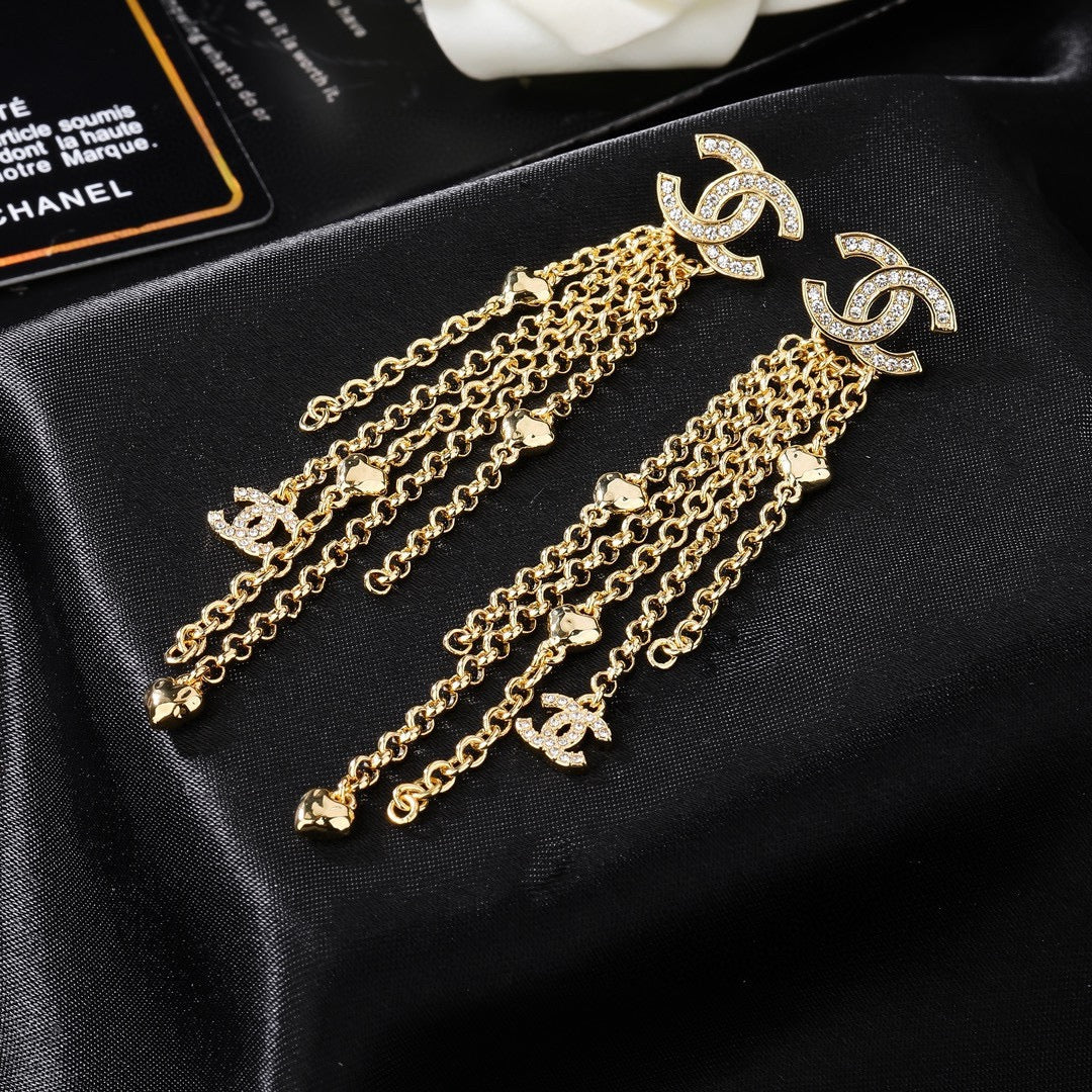 Chanel Gold-Tone Chain Fringe CC Earrings - album image 5