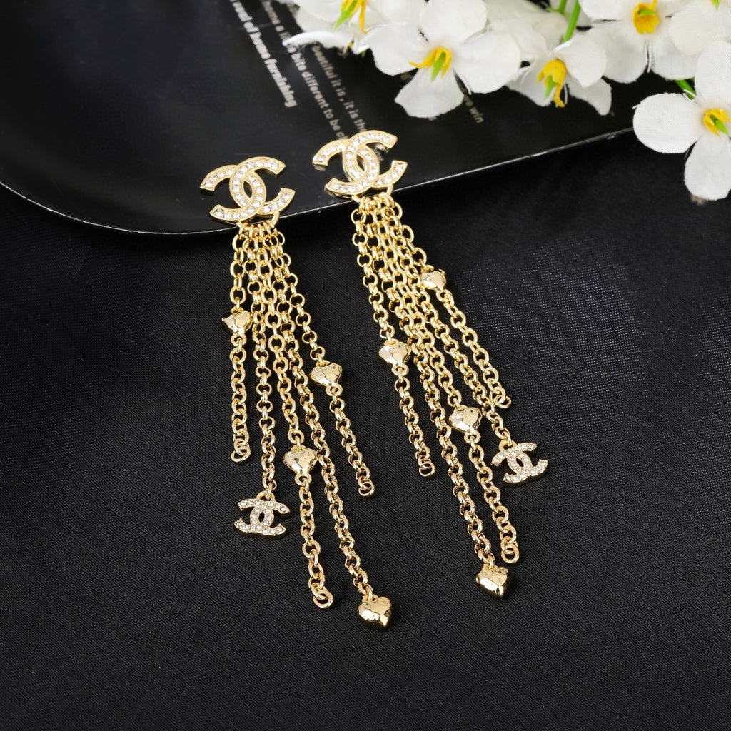 Chanel Gold-Tone Chain Fringe CC Earrings - album image 1