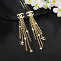 Chanel Gold-Tone Chain Fringe CC Earrings - album image 1