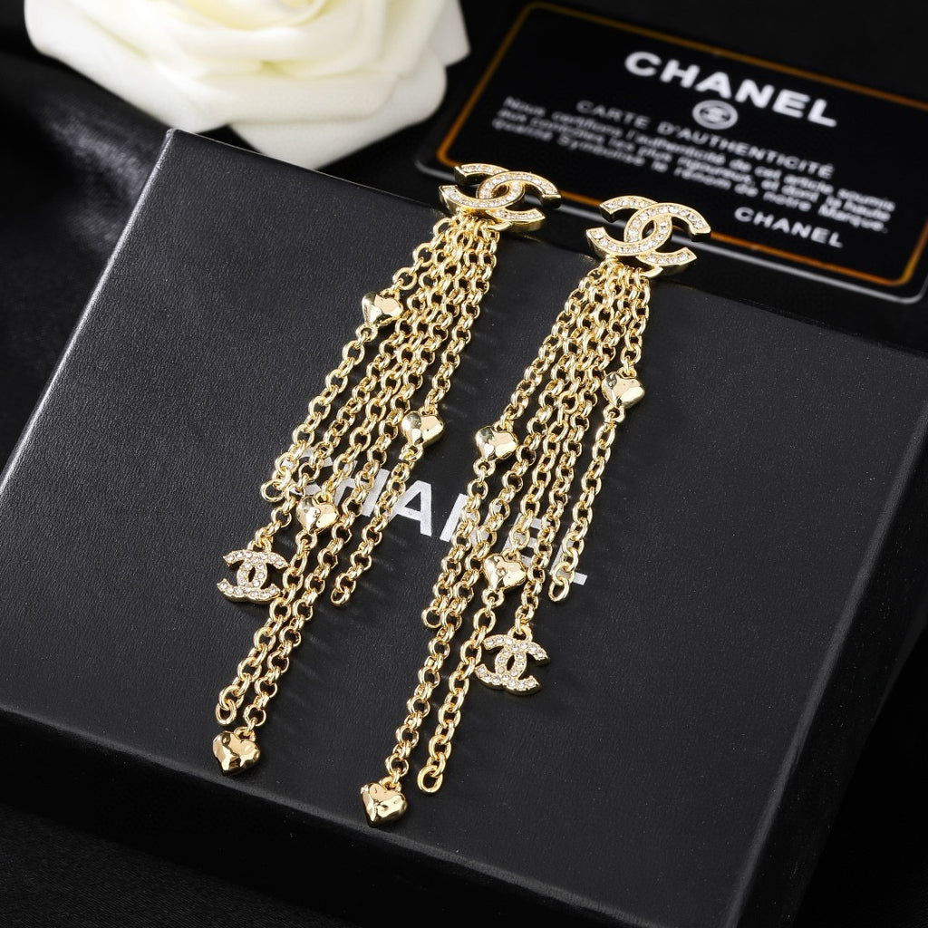 Chanel Gold-Tone Chain Fringe CC Earrings - album image 4