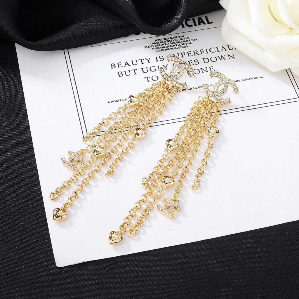 Chanel Gold-Tone Chain Fringe CC Earrings - album image 8