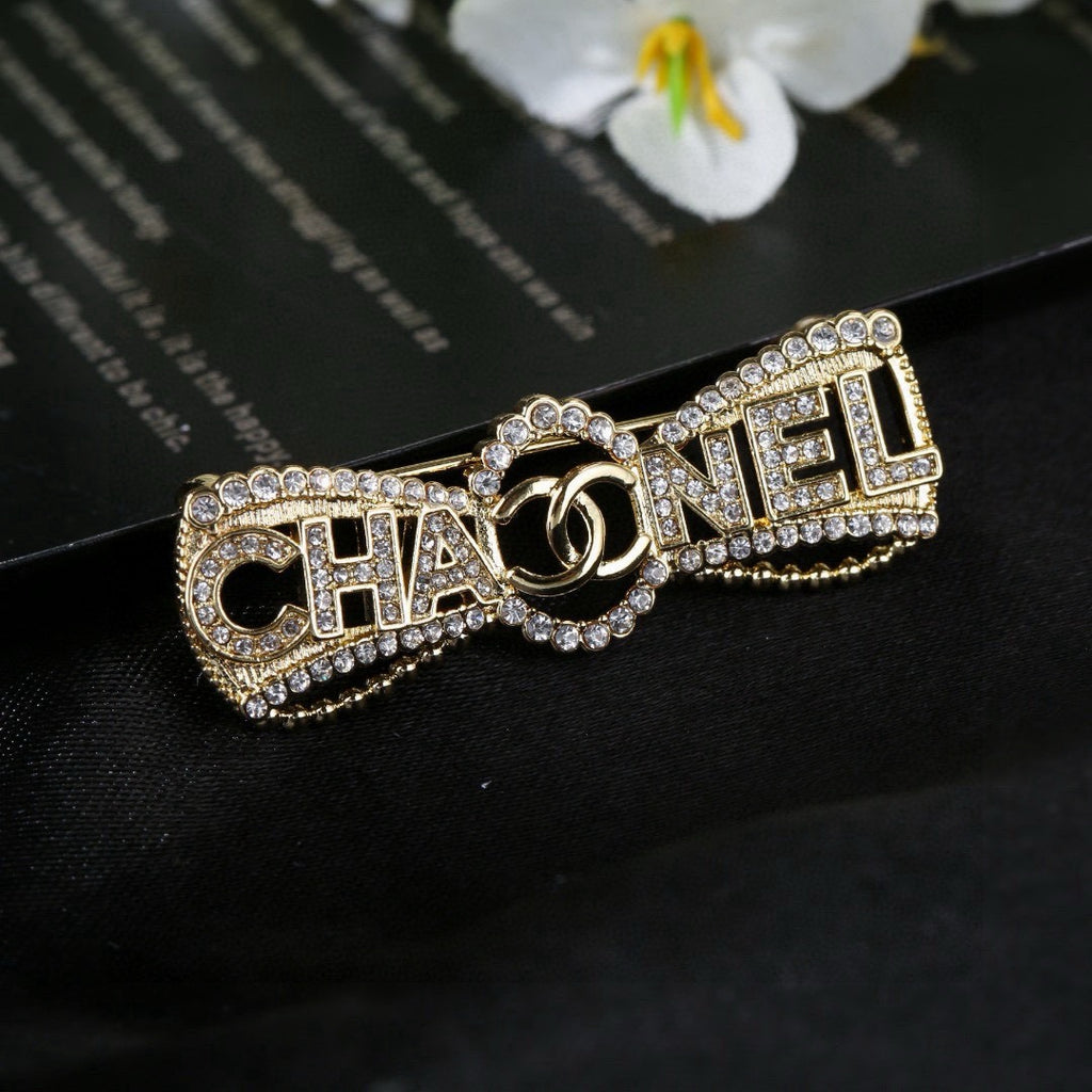 Chanel Interlocking C Bow Butterfly Crystal Accent Brooch - album image 5