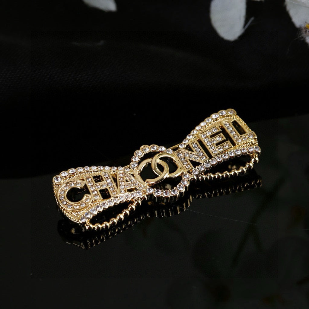Chanel Interlocking C Bow Butterfly Crystal Accent Brooch - album image 4