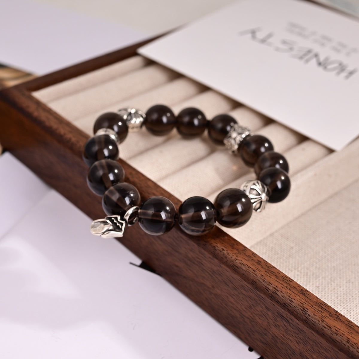 Chrome Hearts Large Dark Bead Cross Bracelet - album image 3