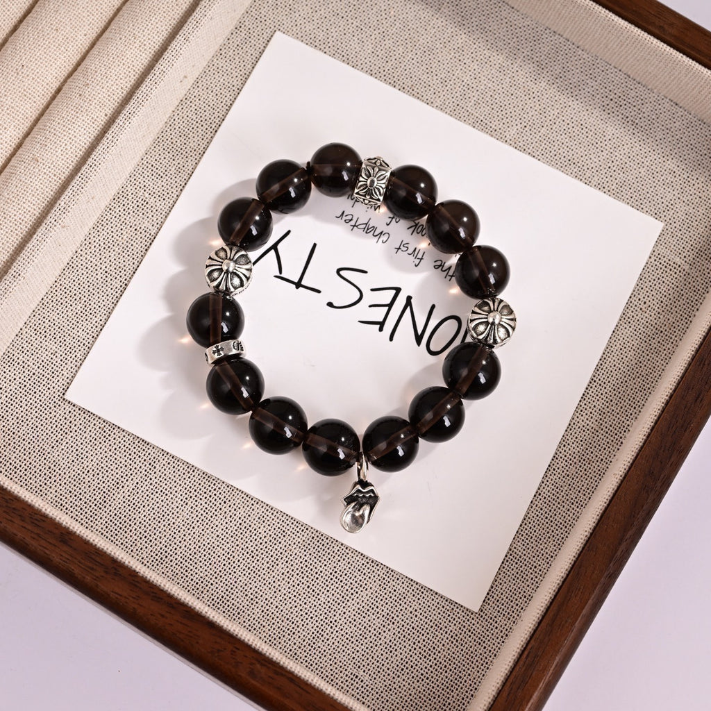 Chrome Hearts Large Dark Bead Cross Bracelet - album image 1