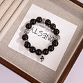 Chrome Hearts Large Dark Bead Cross Bracelet - album image 1
