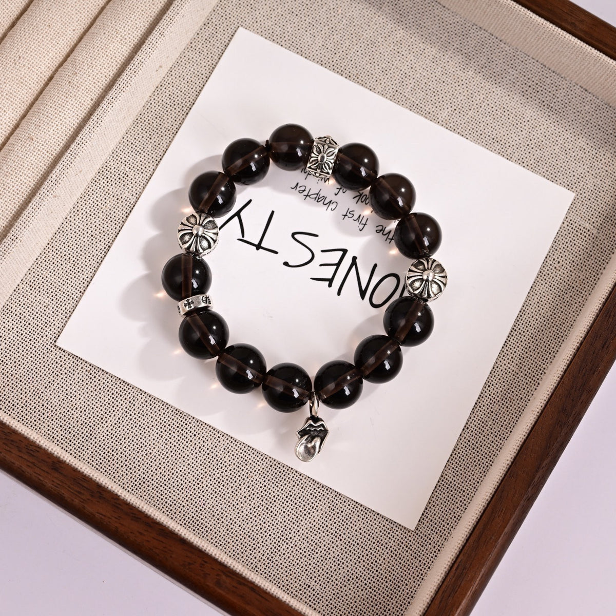 Chrome Hearts Large Dark Bead Cross Bracelet - album image 1