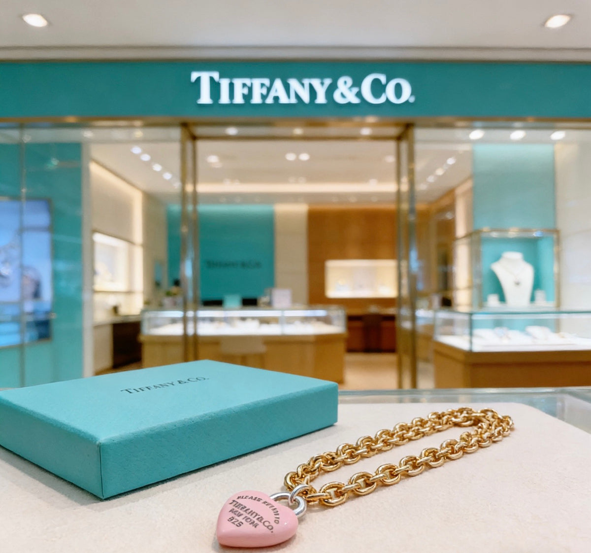 Tiffany & Co. Gold-Tone Pink Heart Necklace - album image 7