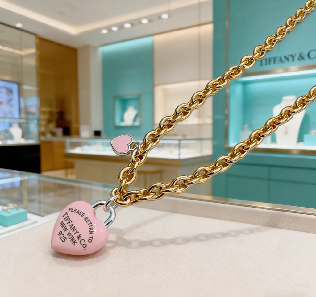 Tiffany & Co. Gold-Tone Pink Heart Necklace - album image 5