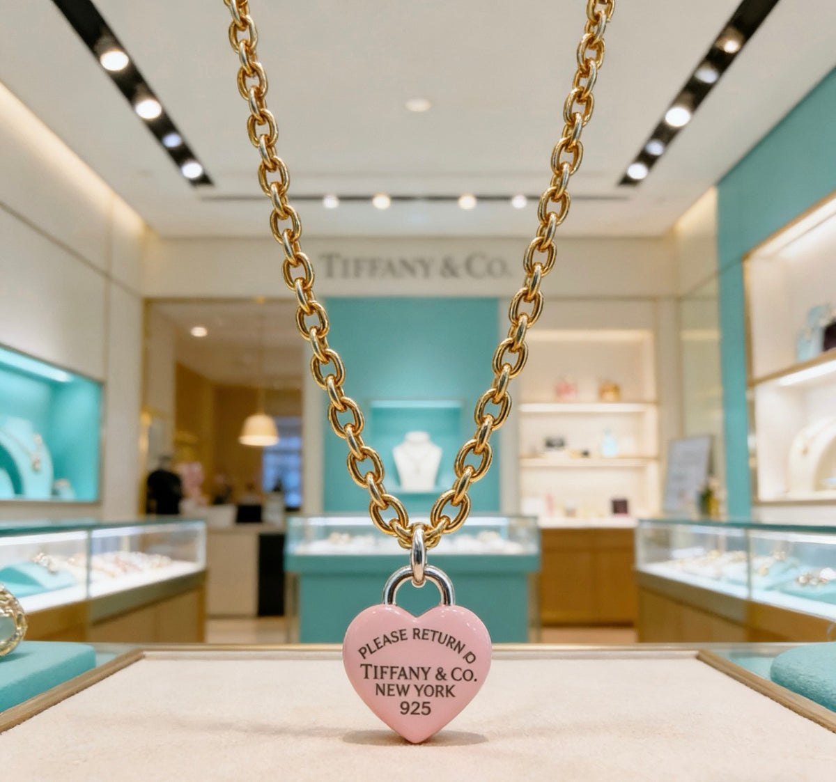 Tiffany & Co. Gold-Tone Pink Heart Necklace - album image 8