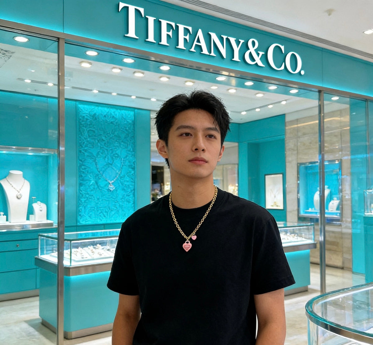 Tiffany & Co. Gold-Tone Pink Heart Necklace - album image 2