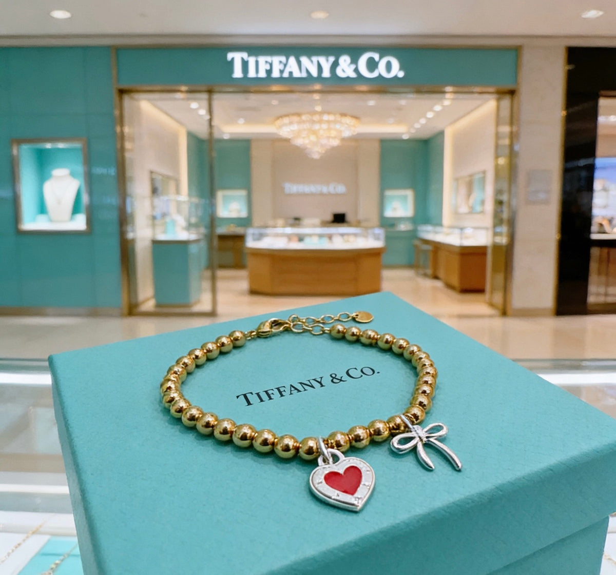 Tiffany & Co. Gold-Tone Red Heart Charm Bracelet - album image 6