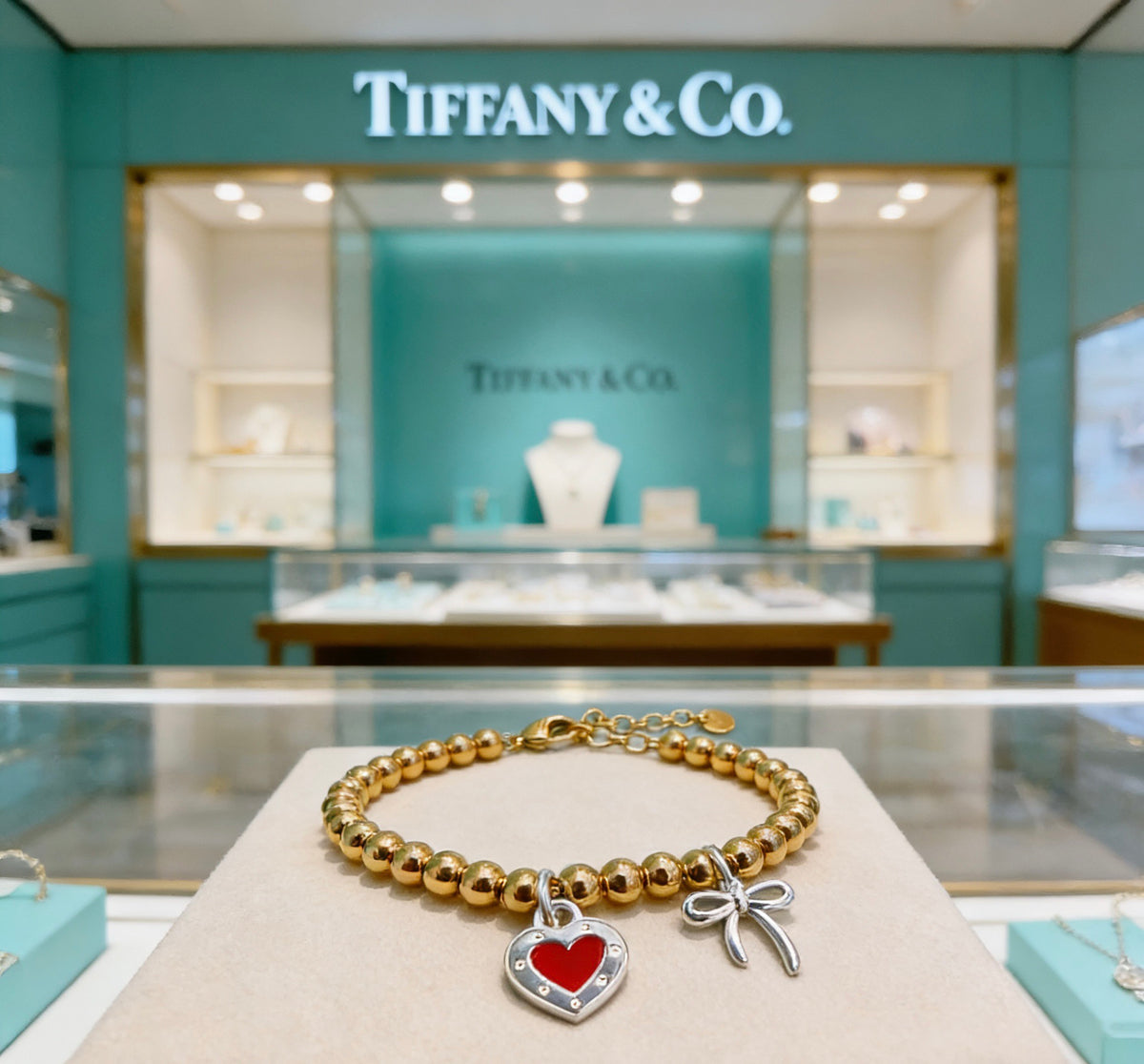 Tiffany & Co. Gold-Tone Red Heart Charm Bracelet - album image 3