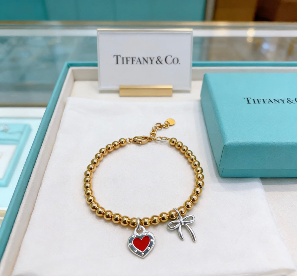 Tiffany & Co. Gold-Tone Red Heart Charm Bracelet - album image 4