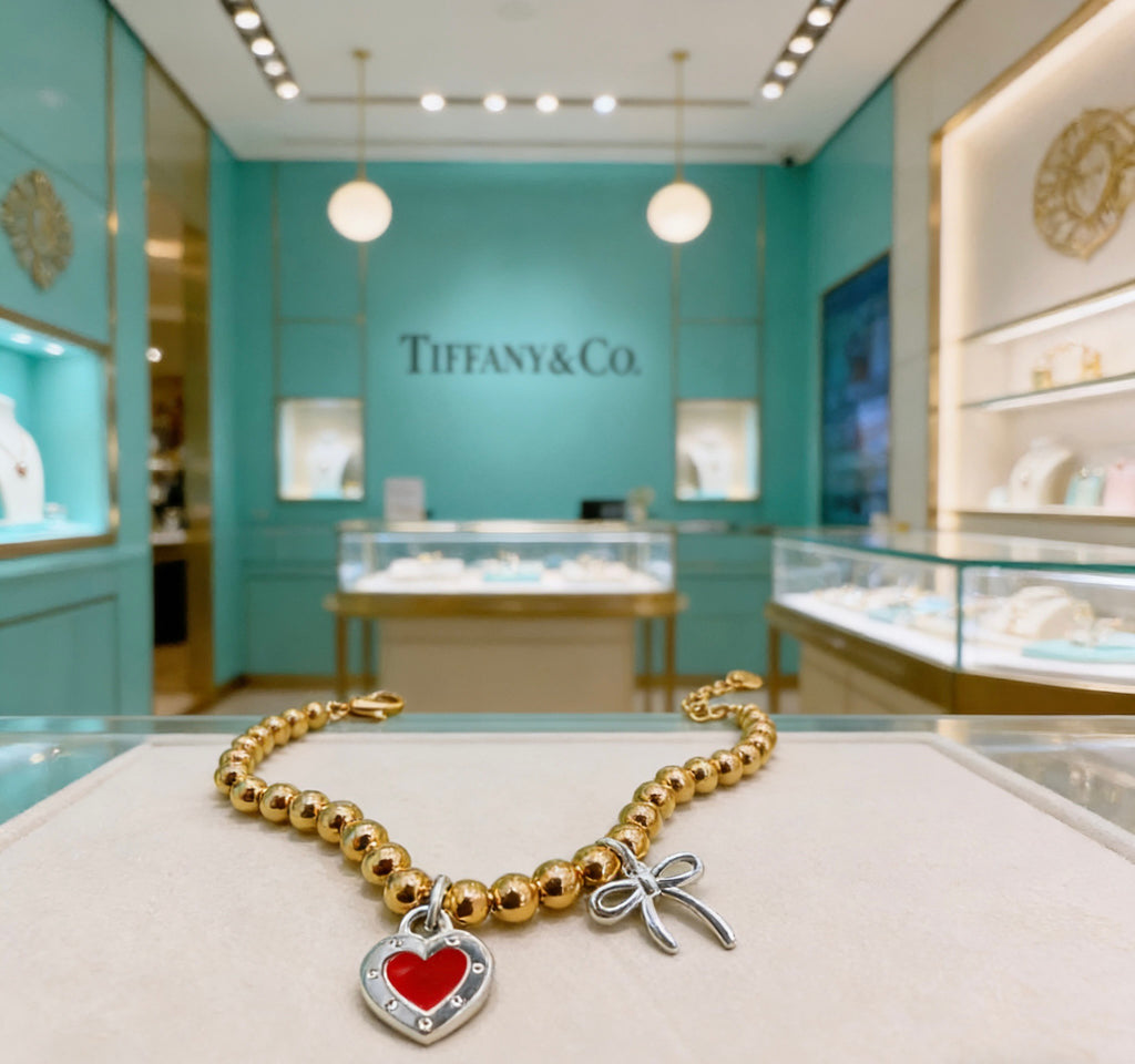 Tiffany & Co. Gold-Tone Red Heart Charm Bracelet - album image 2
