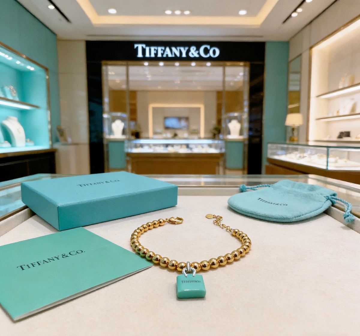 Tiffany & Co. Gold-Tone Blue Square Bracelet - album image 3