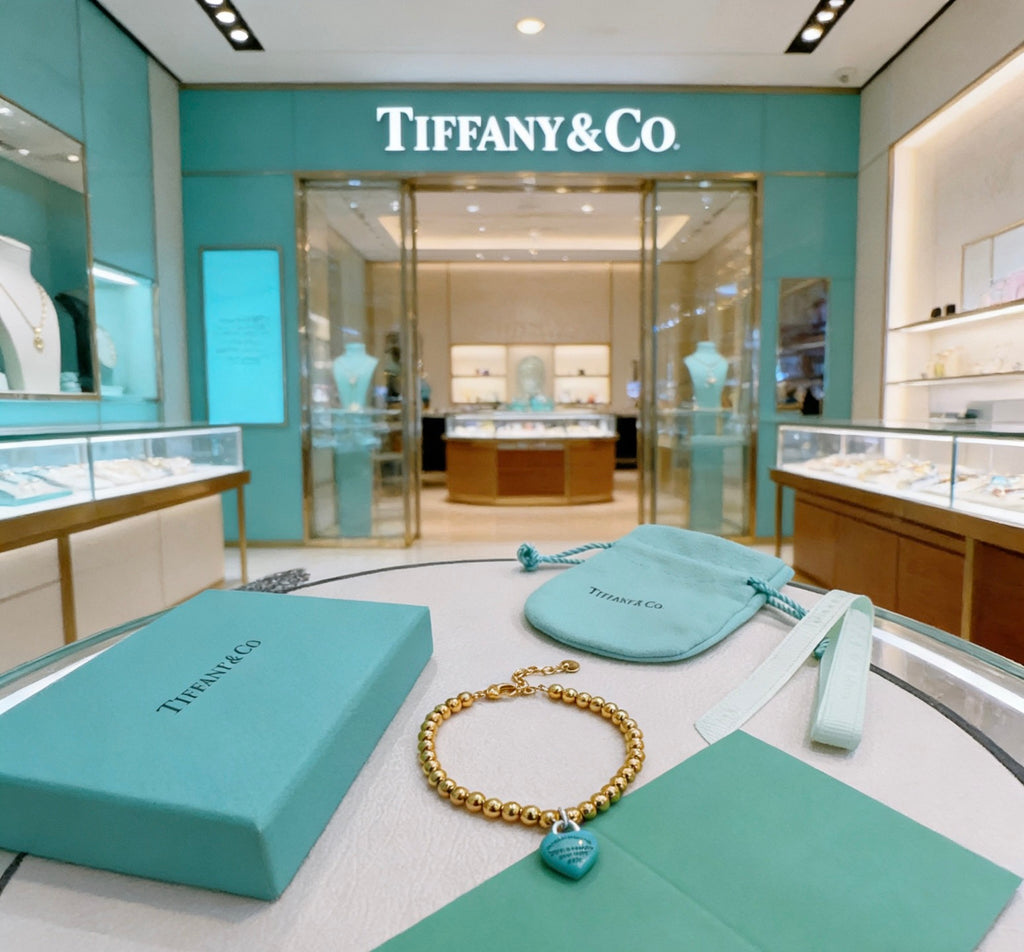 Tiffany & Co. Gold-Tone Blue Heart Bead Bracelet - album image 1